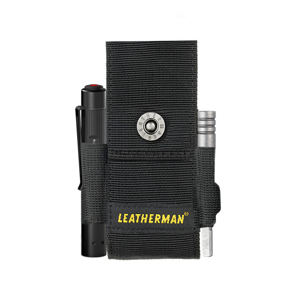 Kit de SURGE Negra Leatherman con Linterna P2R Core Ledlenser y Matraca Leatherman