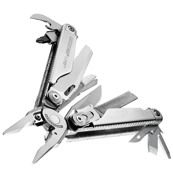 Kit de SURGE Plata Leatherman con Linterna P2R Core Ledlenser y Matraca Leatherman
