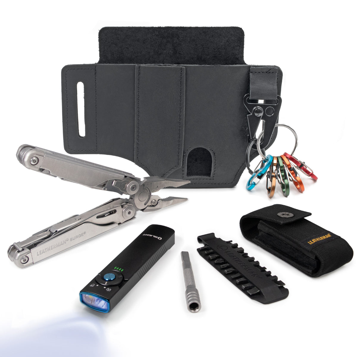 KIT SURGE<sup>®</sup> PLATA  CON LINTERNA, ACCESORIOS Y FUNDA EDC